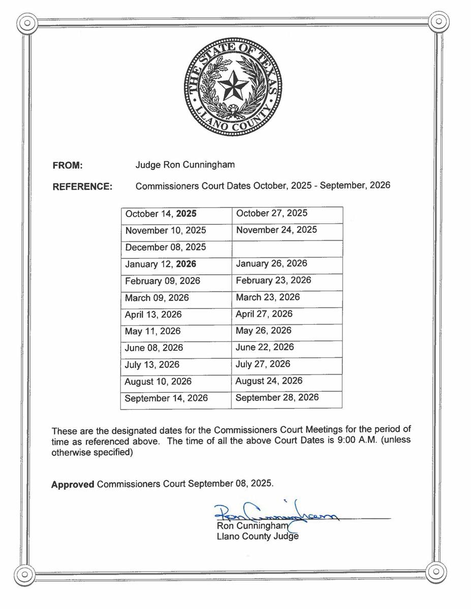 Commissioner Court Dates FY 2026